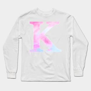 The Letter K Blue and Pink Design Long Sleeve T-Shirt